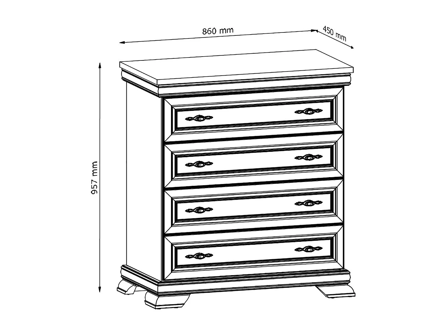 SCHUBLADENKOMMODE Kora Andersen Pinie 88 / 46 / 97cm