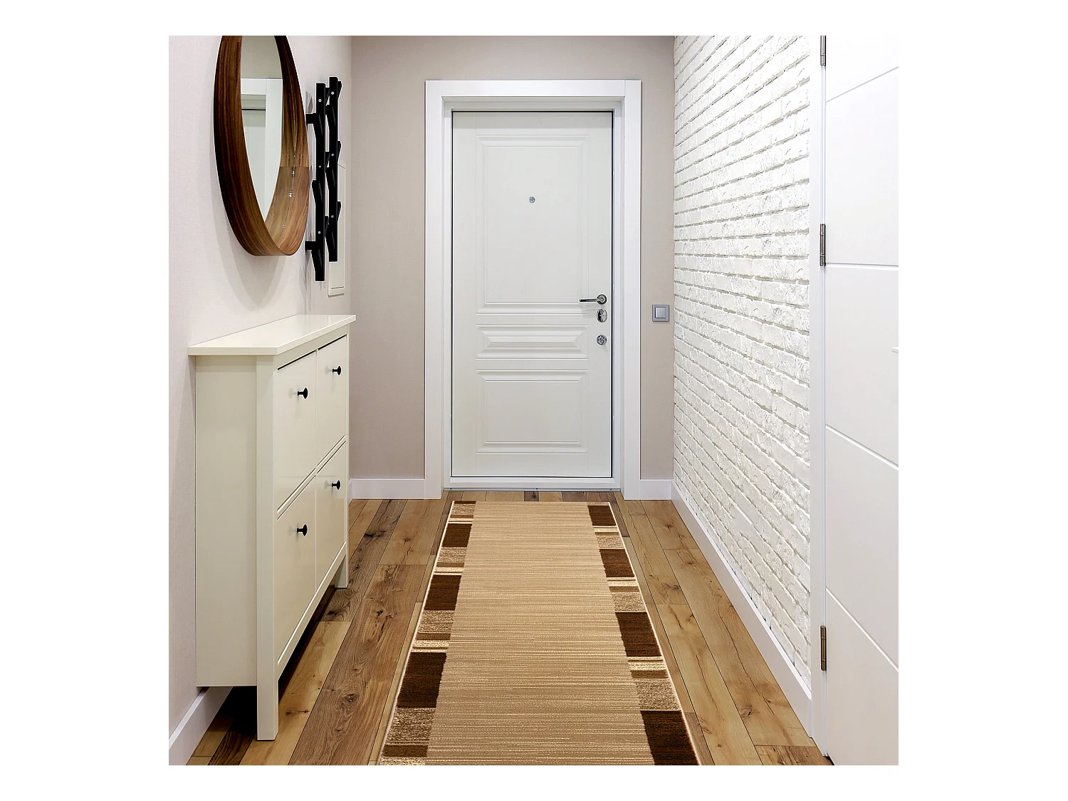 Tapis de couloir ROYAL FB23 CADRE RECTANGLE beige / crème 100x580 cm