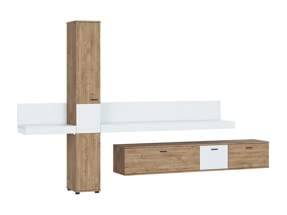 WOHNWAND Kumara 4-teilig Eiche Ribbeck / weiß 319 / 40 / 202,5cm