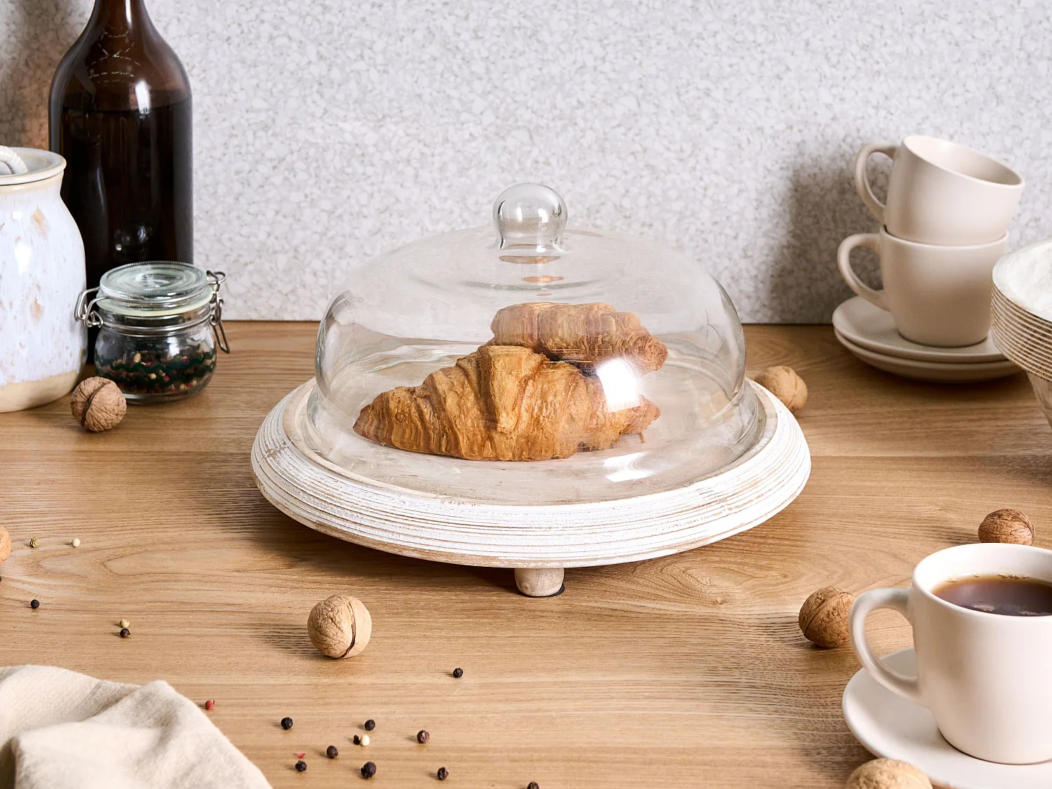 Support à gâteaux ZAGAZIG Bois de manguier Marron clair