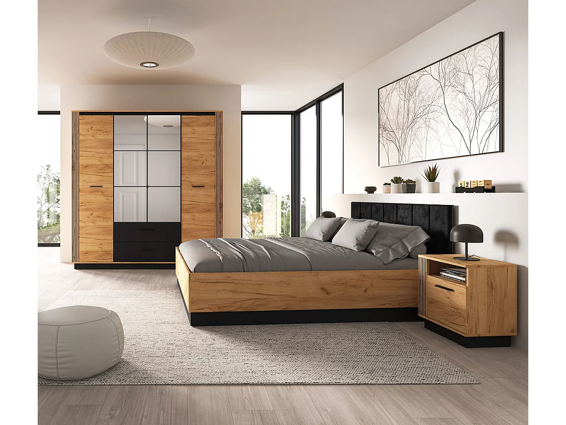 SCHLAFZIMMER-SET 4-teilig Urso Gold Craft Eiche / Schwarz