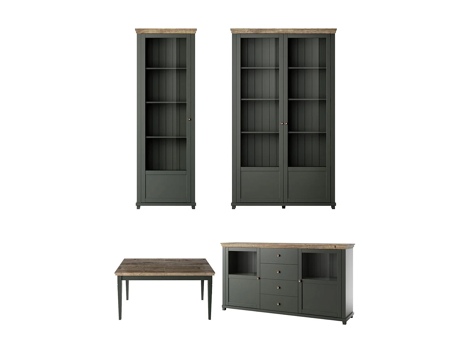 ESSZIMMER-SET 4-teilig Elda Grün / Eiche Lefkas