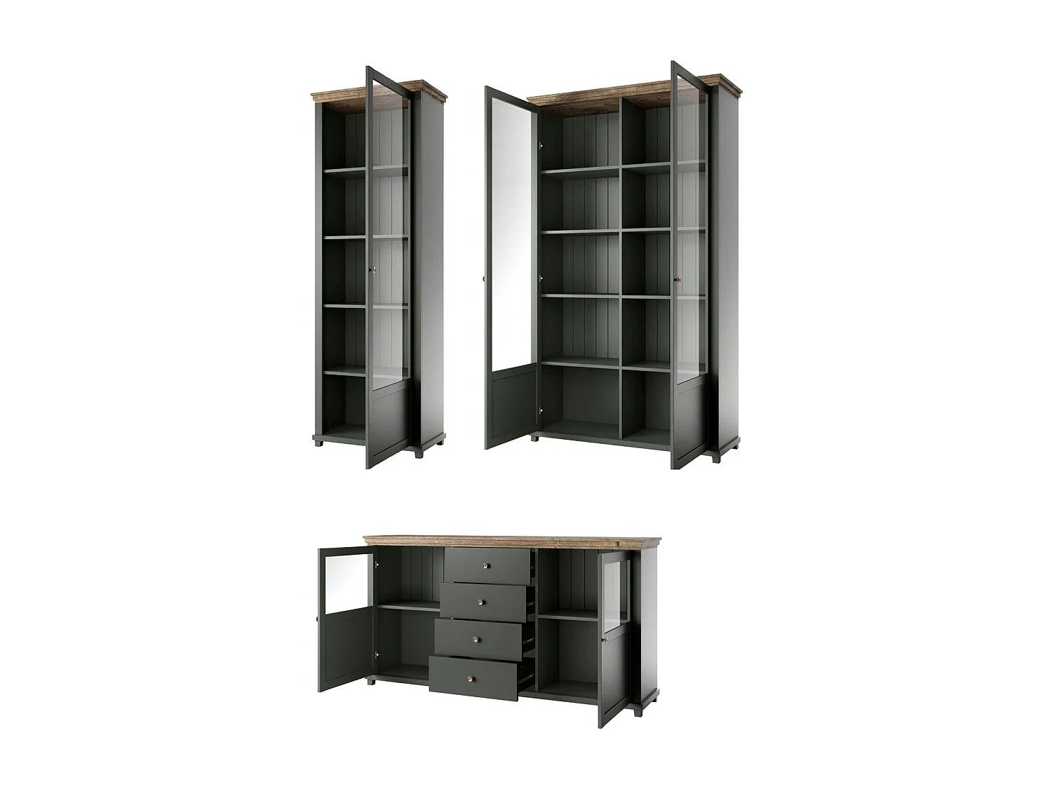 ESSZIMMER-SET 4-teilig Elda Grün / Eiche Lefkas