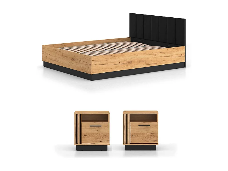 SCHLAFZIMMER-SET 3-teilig Urso Gold Craft Eiche / Schwarz