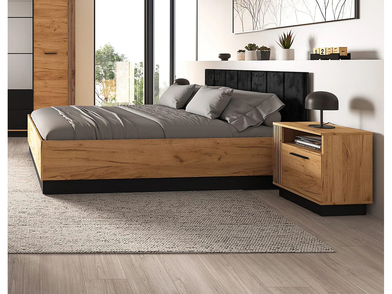 SCHLAFZIMMER-SET 3-teilig Urso Gold Craft Eiche / Schwarz