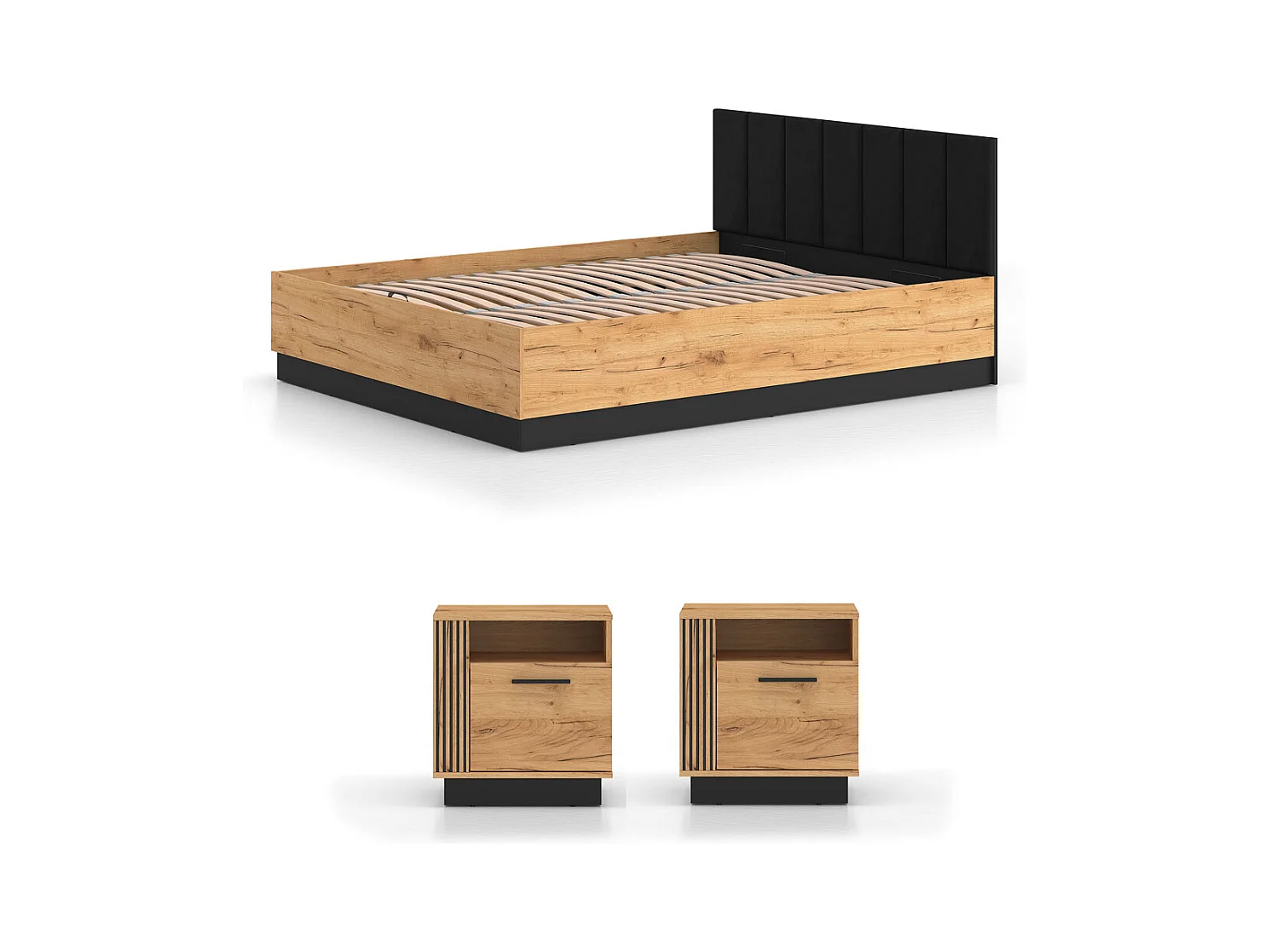 SCHLAFZIMMER-SET 3-teilig Urso Gold Craft Eiche / Schwarz