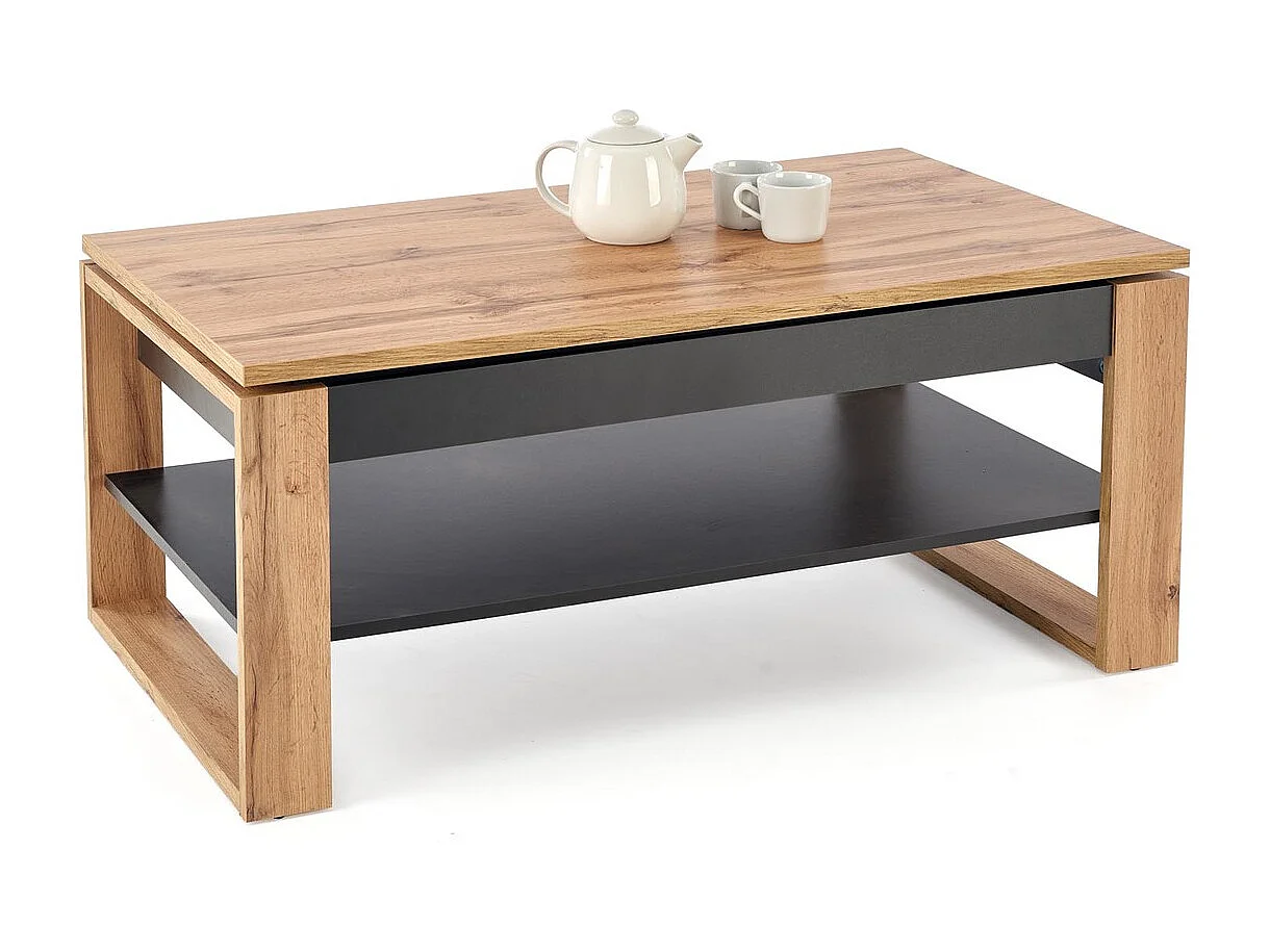 Couchtisch Betty/Mit Funktion&Stauraum/Braun&Schwarz