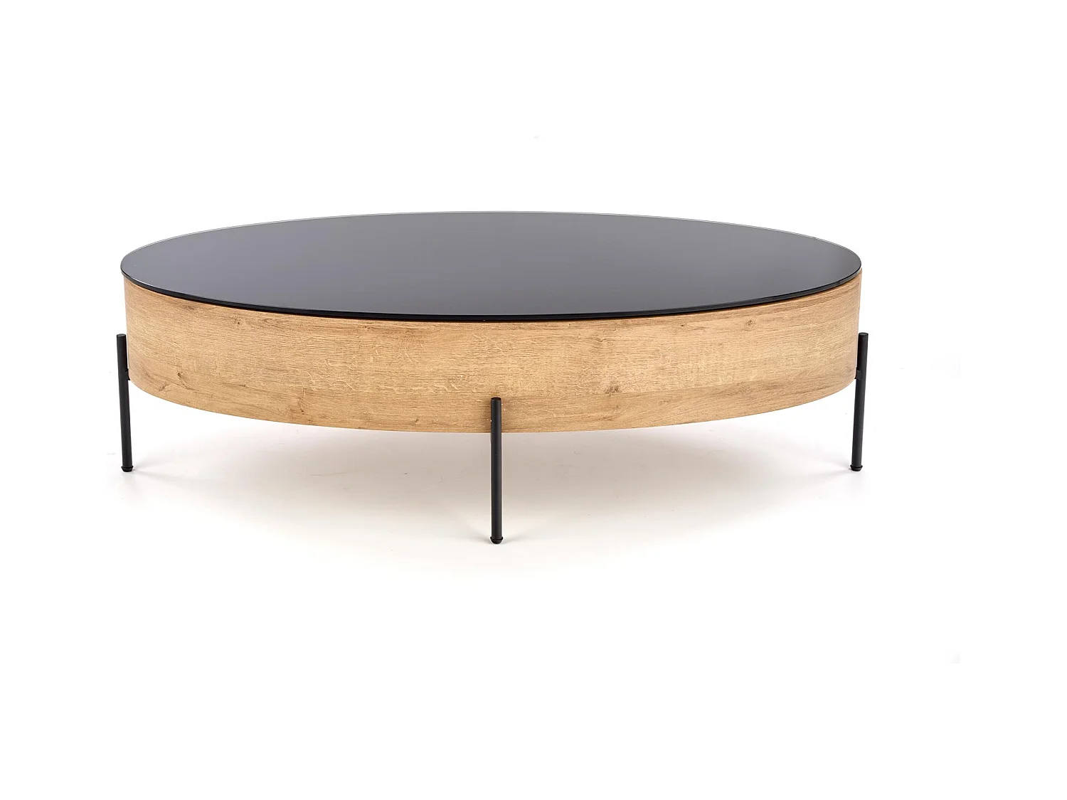 Tavolino da caffè Zenga-O/MDF/Vetro/marrone/nero