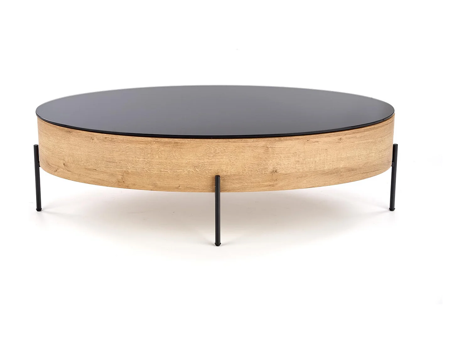 Tavolino da caffè Zenga-O/MDF/Vetro/marrone/nero