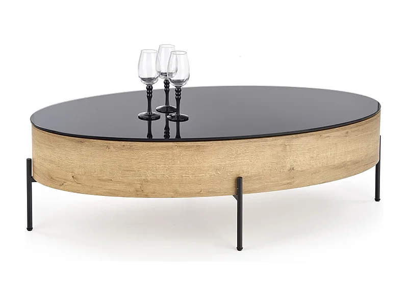 Tavolino da caffè Zenga-O/MDF/Vetro/marrone/nero