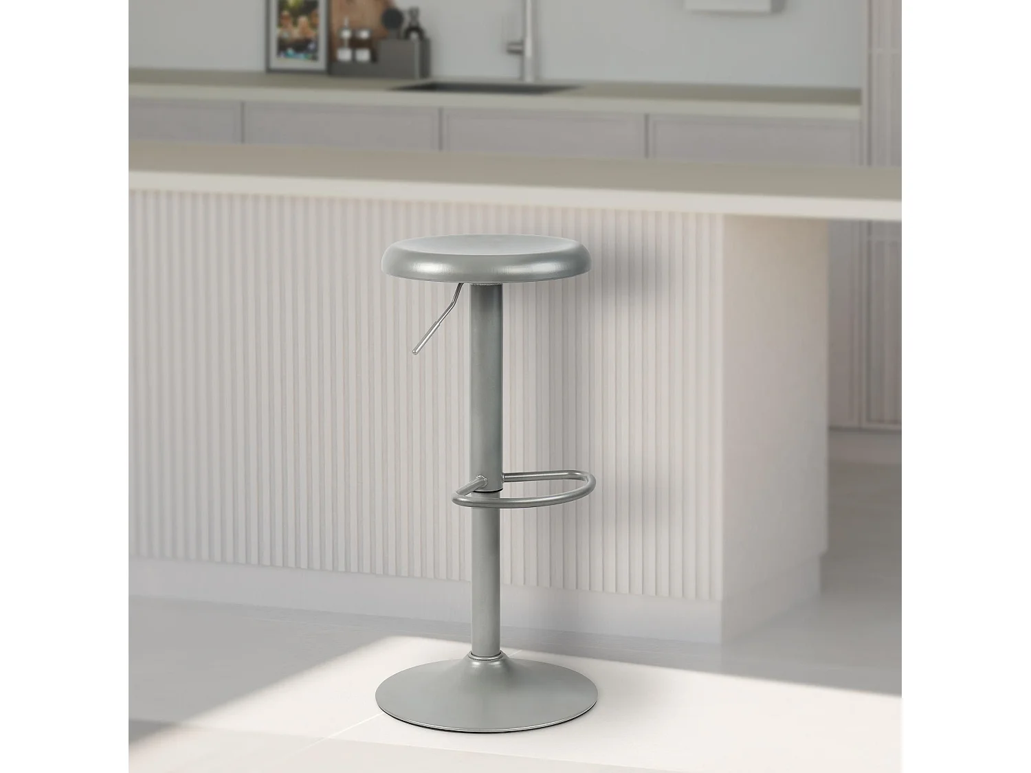 Lot de 2  Tabouret de bar - Métal - Argent - Williston