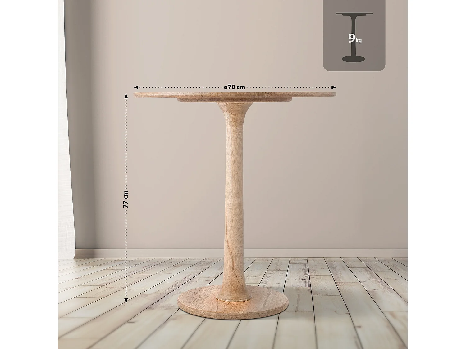 Table d'appoint - rond Ø 70 cm - Bois - Nature - Morristown