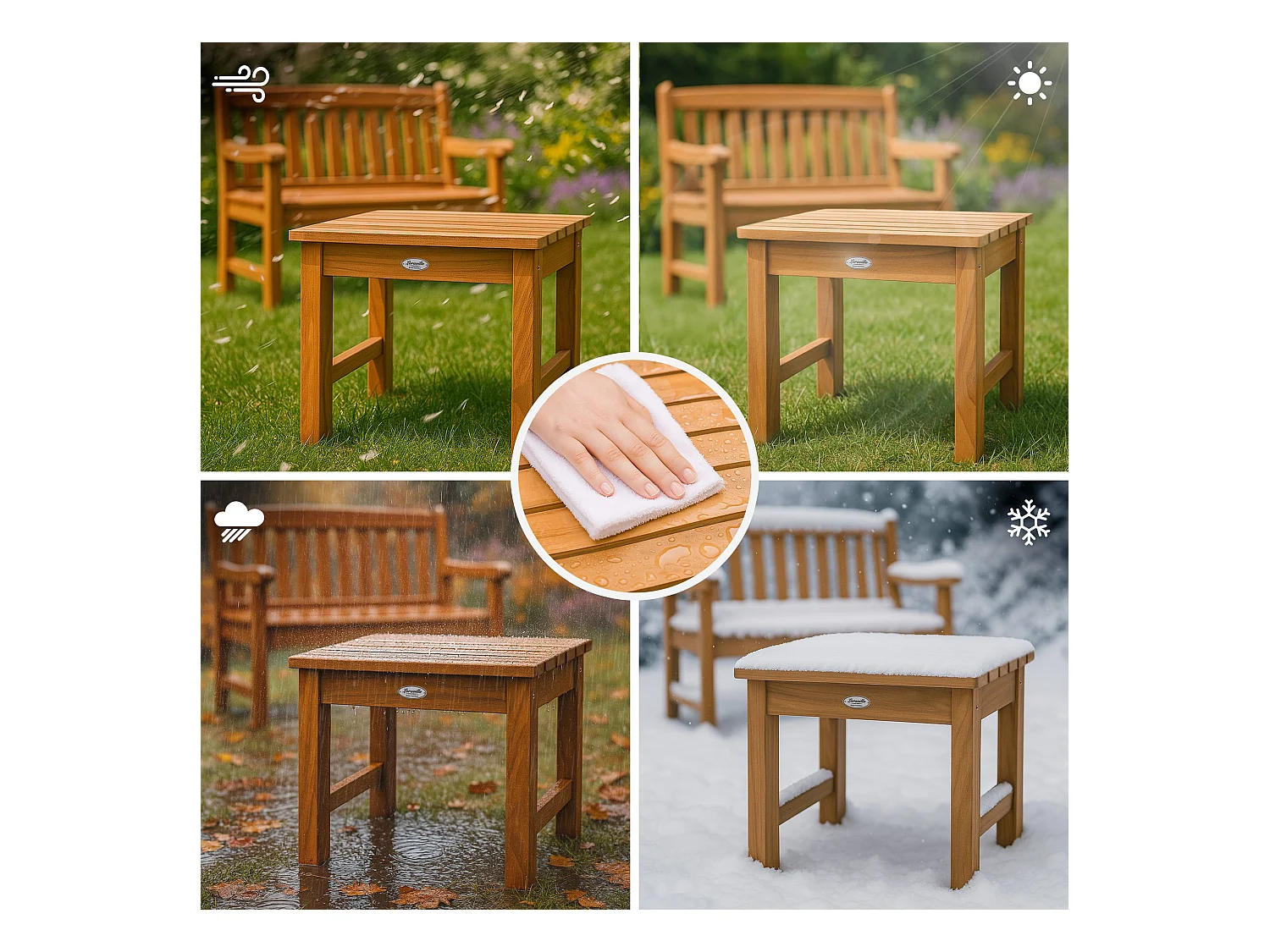 Table d'appoint - carré - Bois - 51 x 39 cm - Teck - Frankton