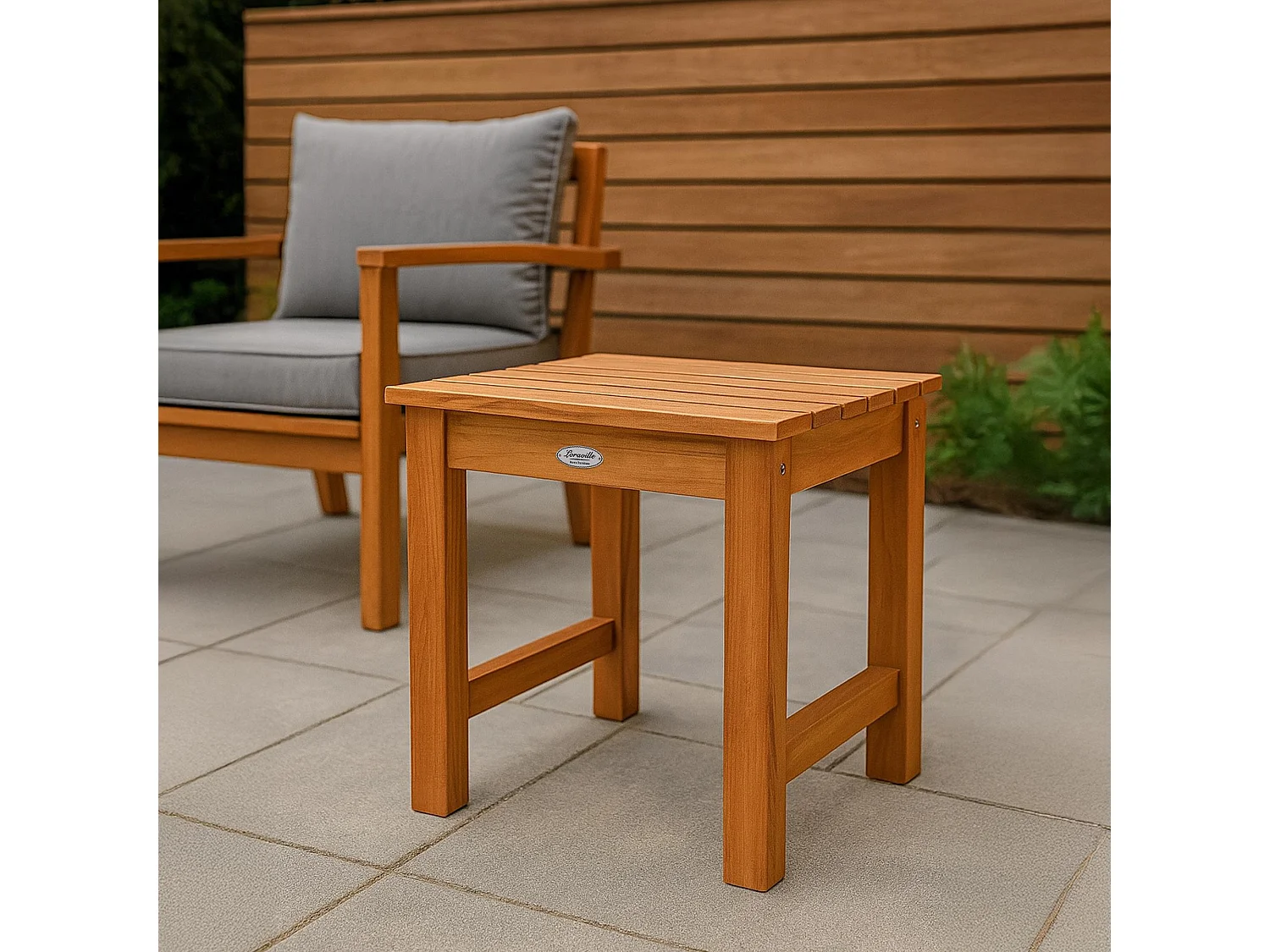 Table d'appoint - carré - Bois - 51 x 39 cm - Teck - Frankton