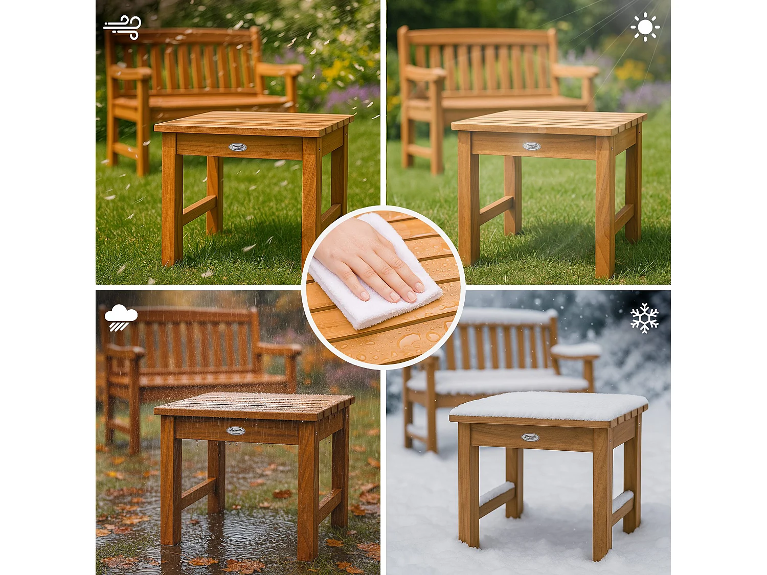 Table d'appoint - carré - Bois - 51 x 39 cm - Teck - Frankton