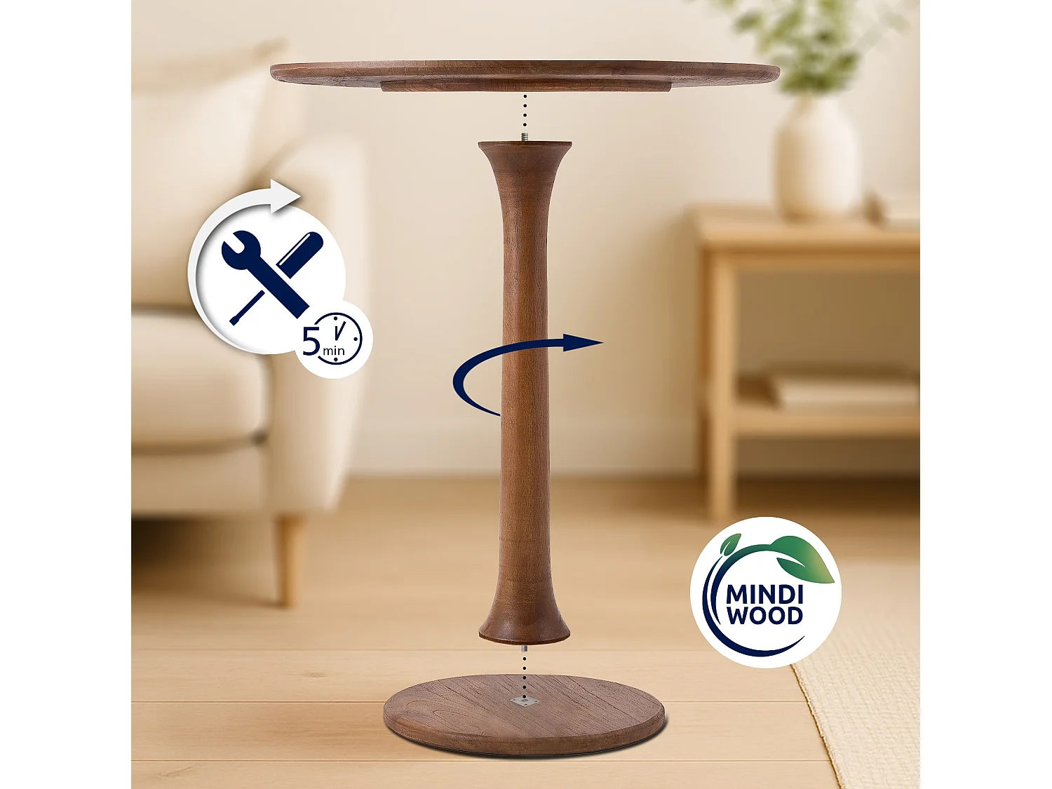 Table d'appoint - rond Ø 70 cm - Bois - Marron - Morristown