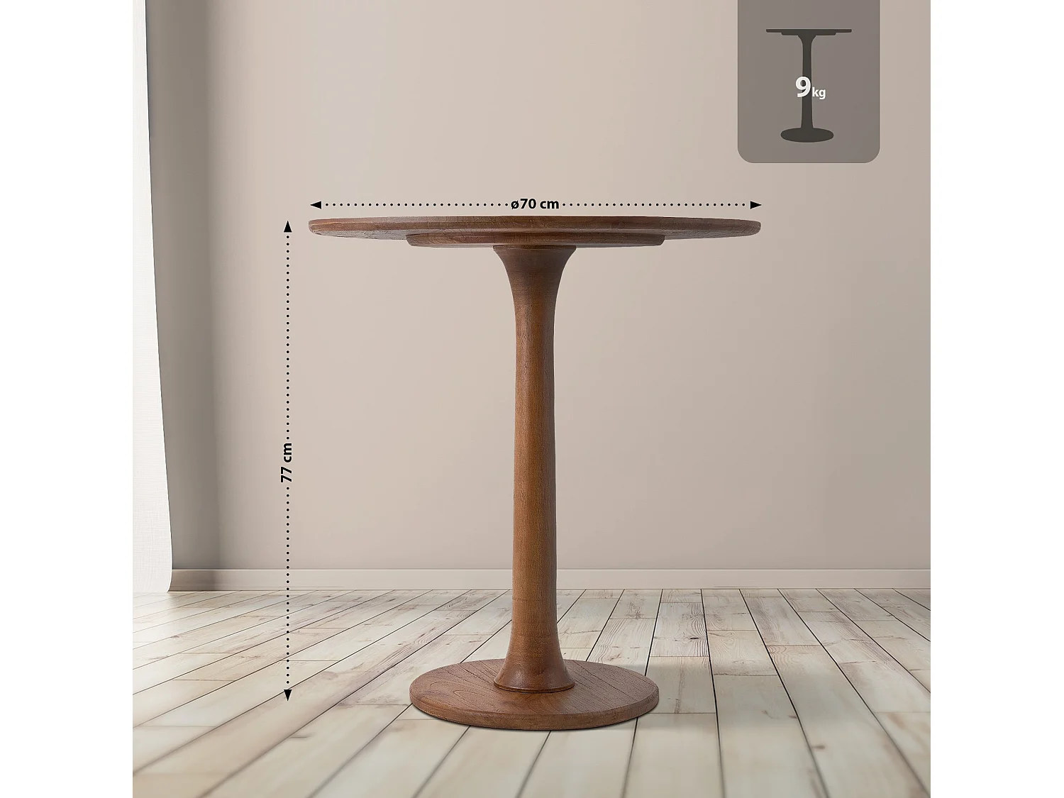 Table d'appoint - rond Ø 70 cm - Bois - Marron - Morristown