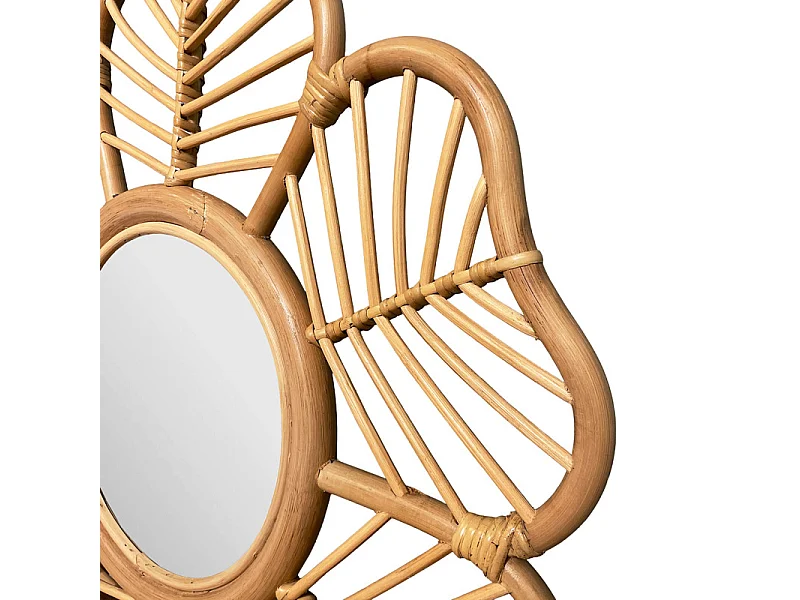 Miroir mural D. 62 cm rond forme fleur en rotin tressé – HAZEL