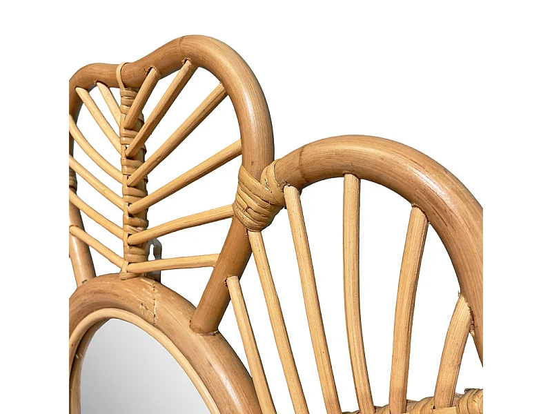 Miroir mural D. 62 cm rond forme fleur en rotin tressé – HAZEL