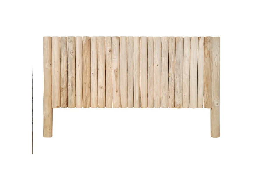 Tête de lit 180 cm en rondins bois de teck massif blanchi - MARIANO