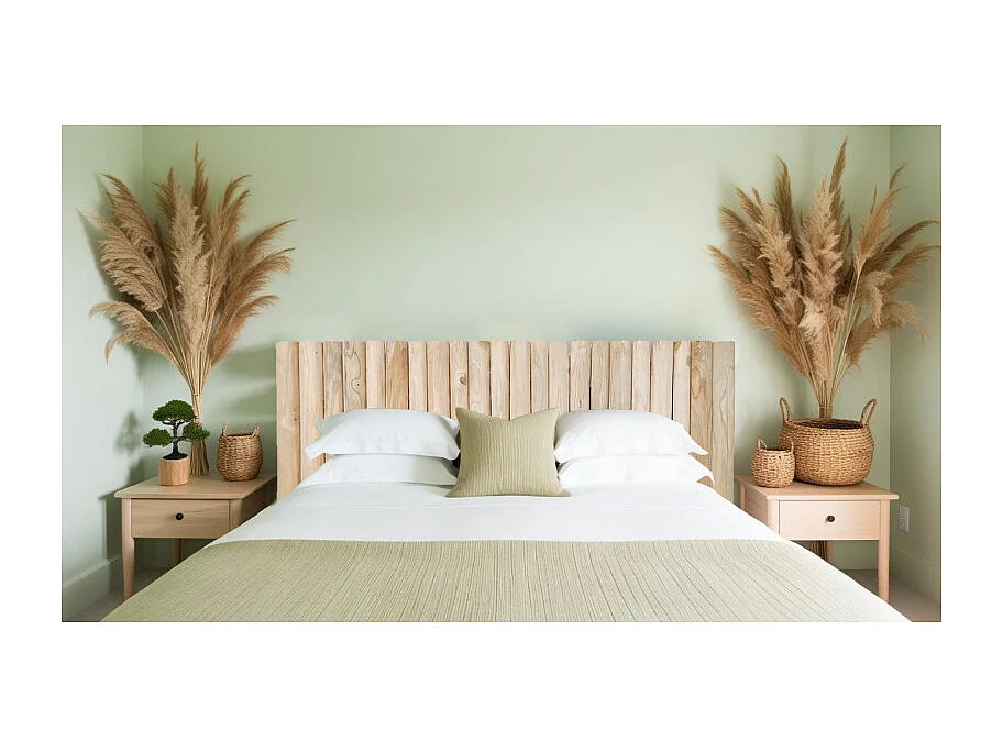 Tête de lit 180 cm en rondins bois de teck massif blanchi - MARIANO