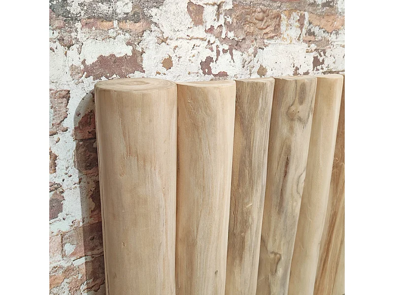 Tête de lit 180 cm en rondins bois de teck massif blanchi - MARIANO