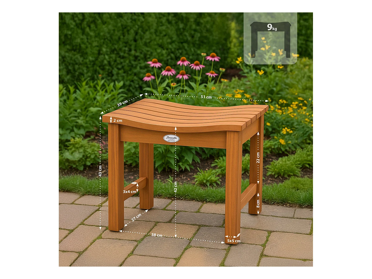 Tabouret - Bois - Teck - Bibury