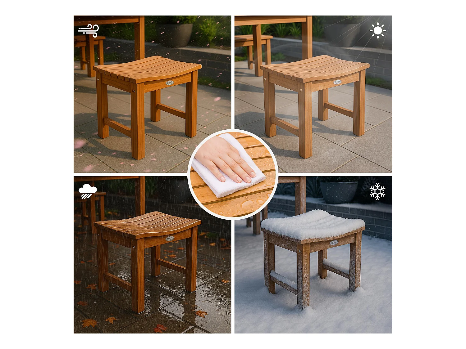 Tabouret - Bois - Teck - Bibury