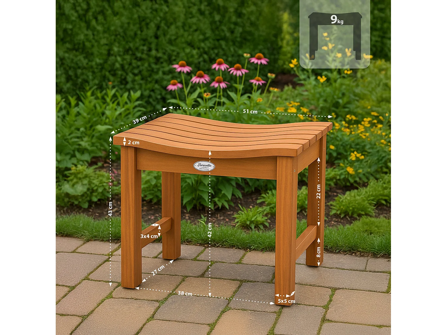 Tabouret - Bois - Teck - Bibury