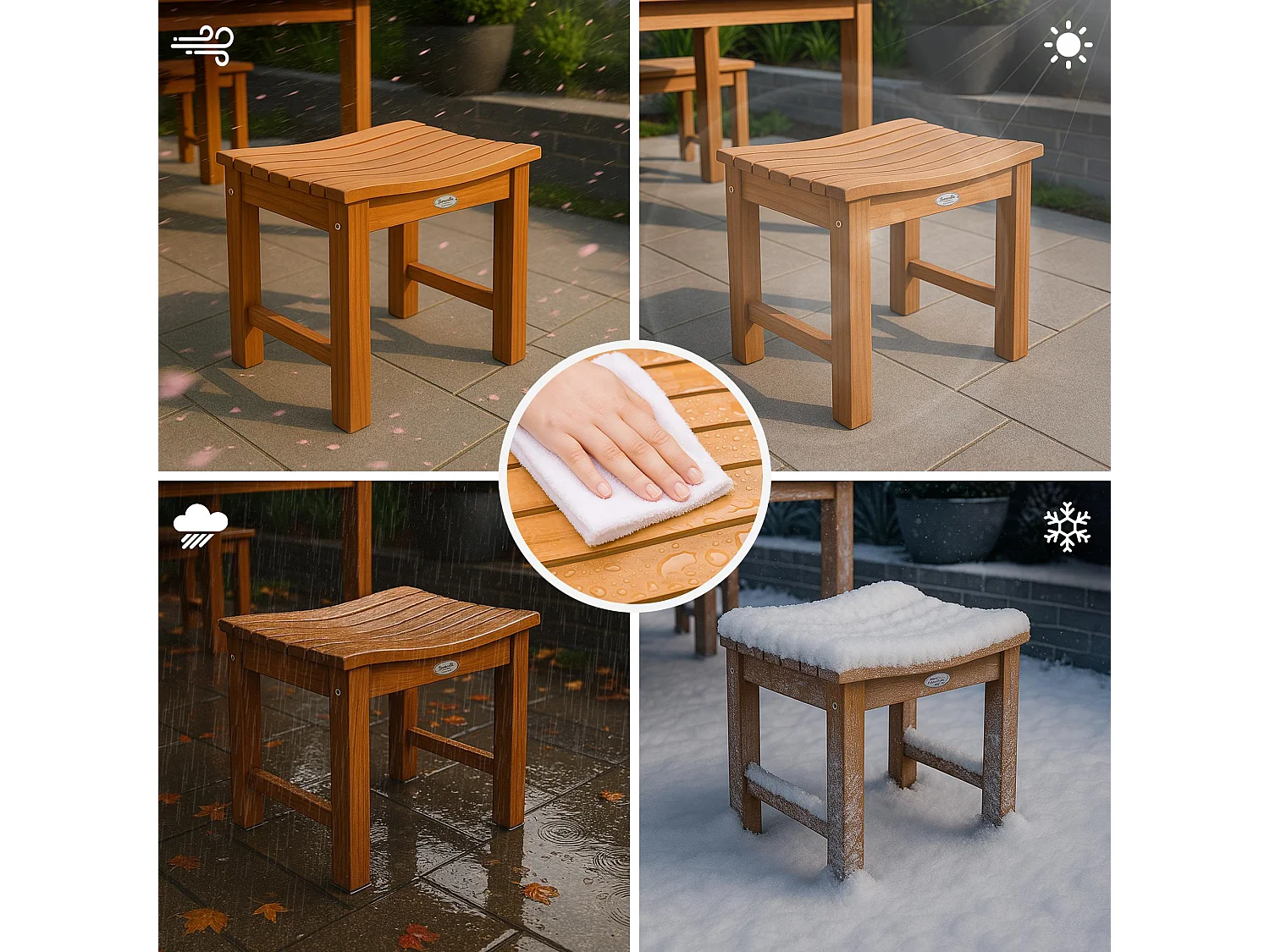 Tabouret - Bois - Teck - Bibury