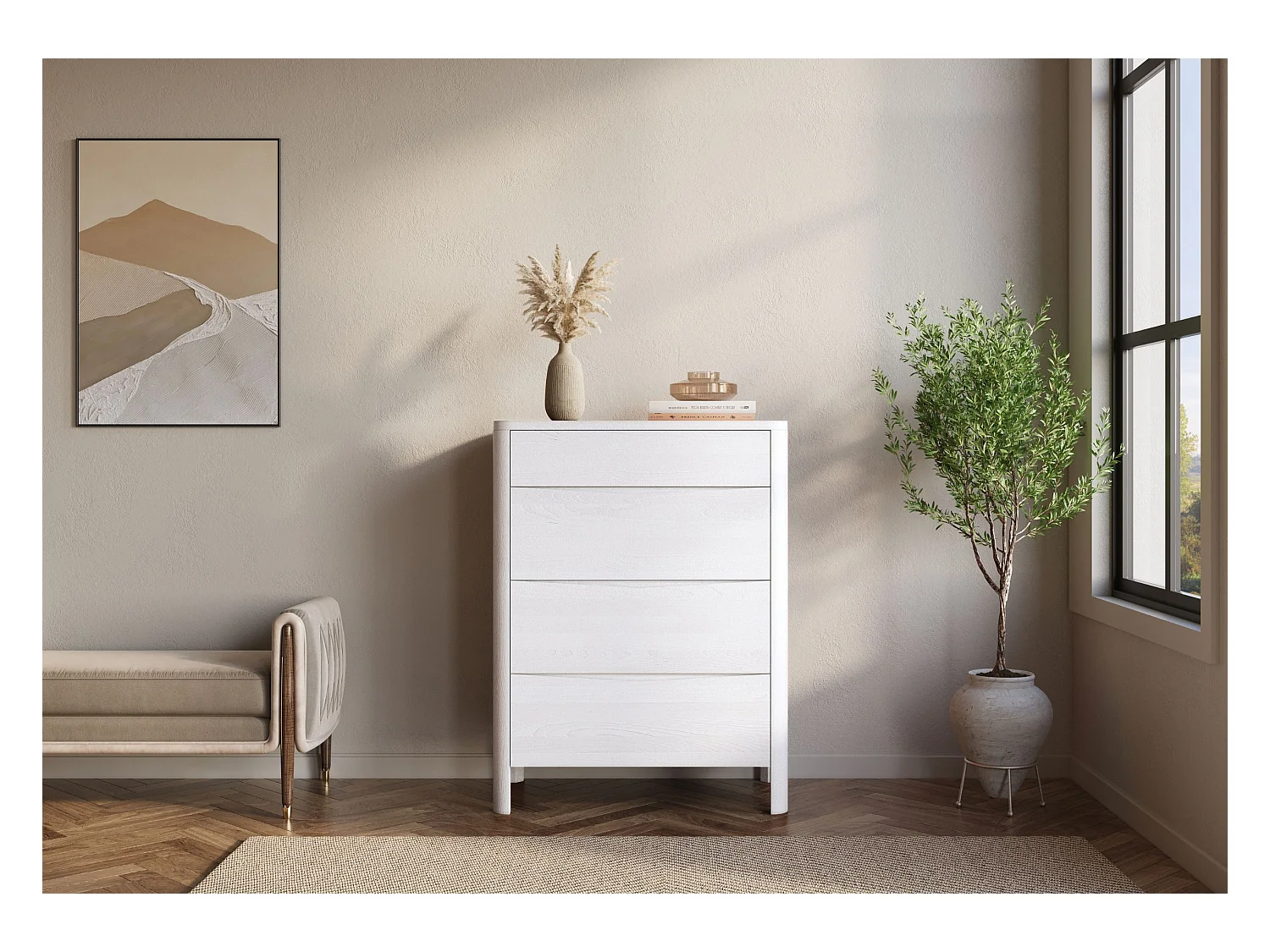 Commode en bois de hêtre Visby MODENA 80 / coloris blanc