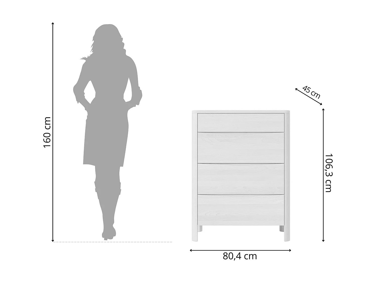 Commode en bois de hêtre Visby MODENA 80 / coloris blanc