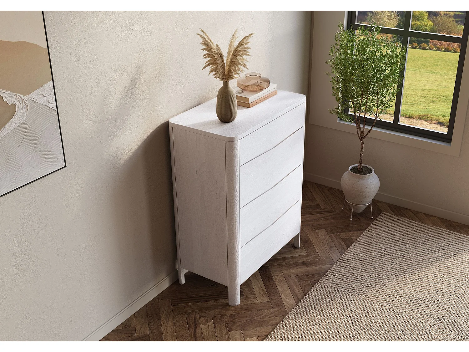 Holzkommode Modena low 80, weiß