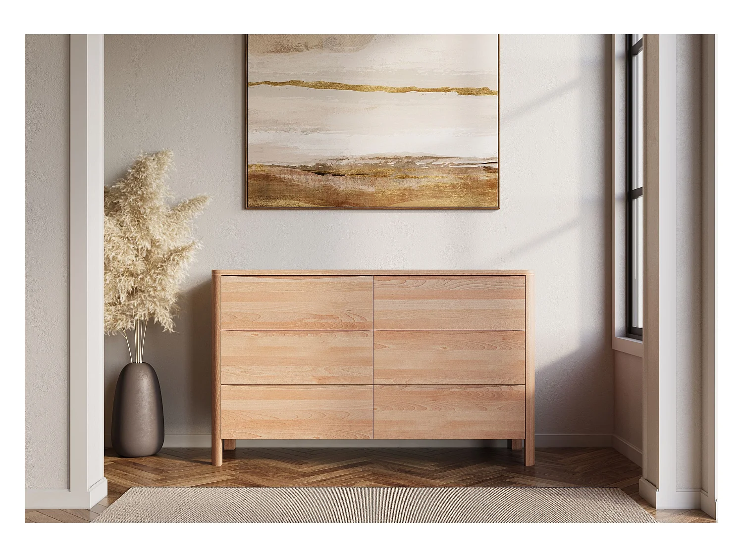 Commode en bois de hêtre Visby MODENA LOW 150 / coloris naturel