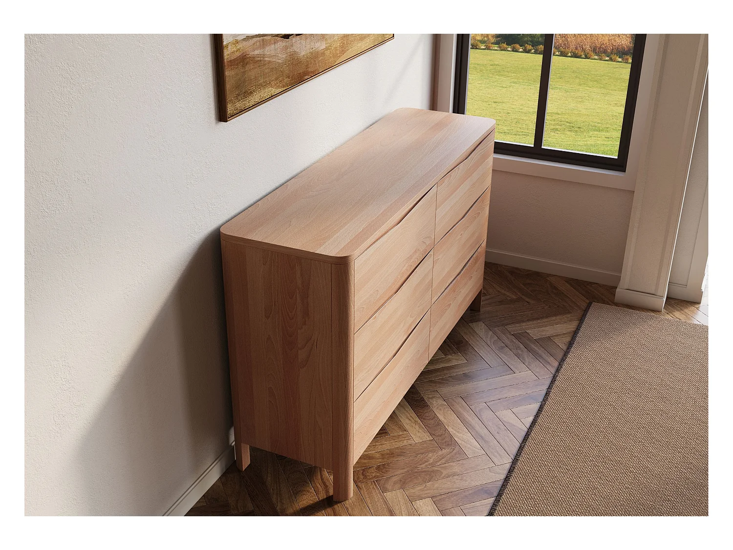 Commode en bois de hêtre Visby MODENA LOW 150 / coloris naturel