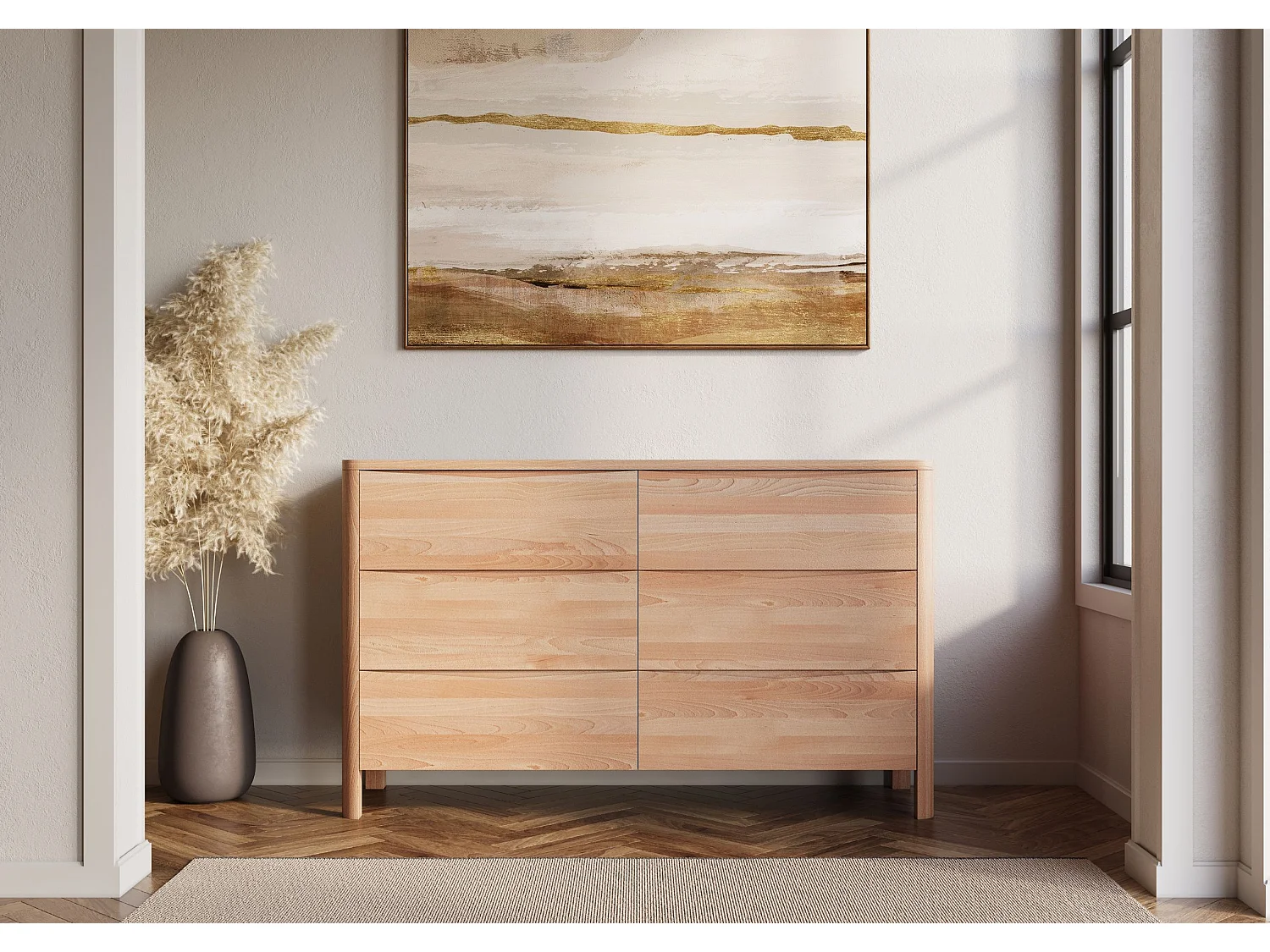 Holzkommode Modena low 150, naturfarben