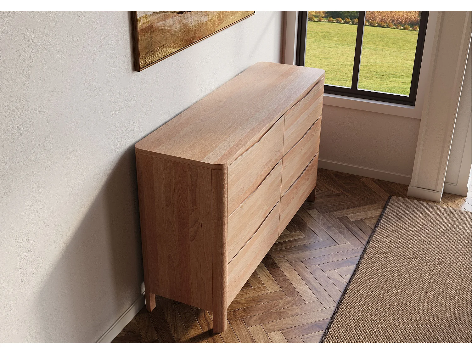 Holzkommode Modena low 150, naturfarben