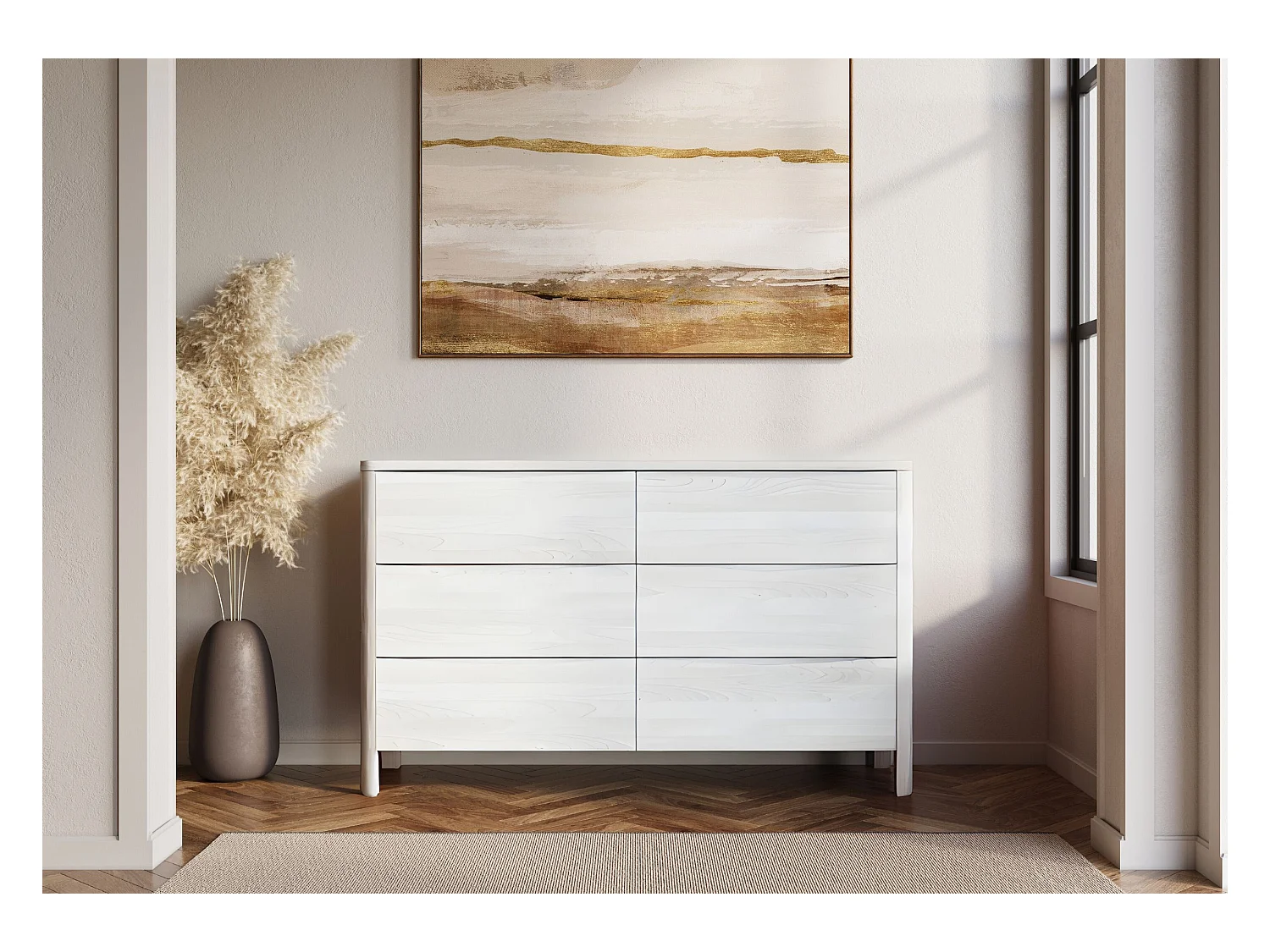 Commode en bois de hêtre Visby MODENA LOW 150 / coloris blanc