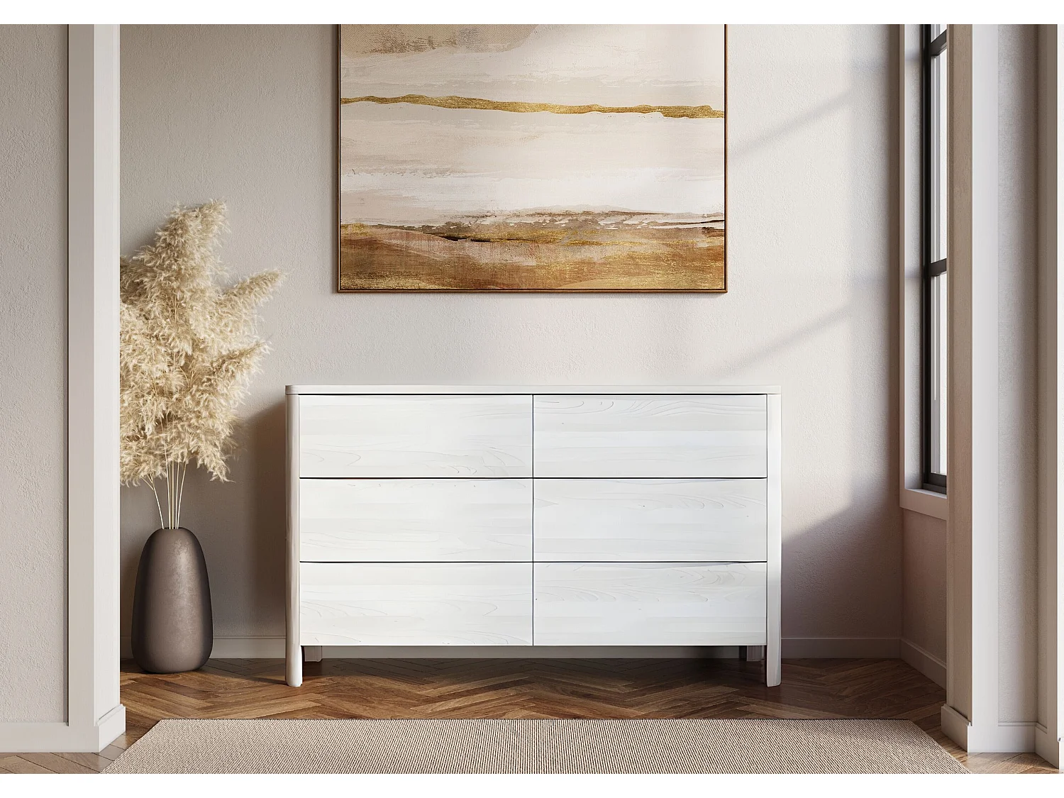 Commode en bois de hêtre Visby MODENA LOW 150 / coloris blanc