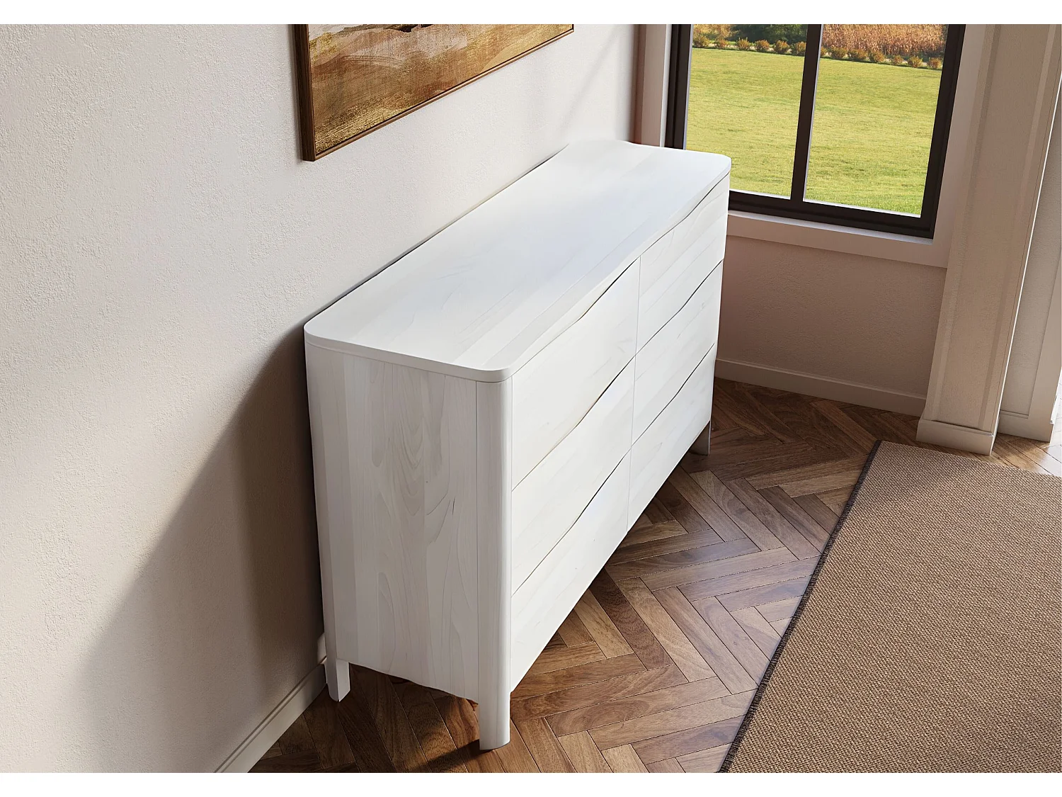 Commode en bois de hêtre Visby MODENA LOW 150 / coloris blanc