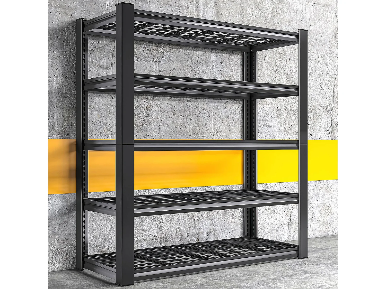 Mesh 185 - Étagère en métal 185x100x40 cm avec 5 tablettes en treillis capacité de charge 1365 kg noir