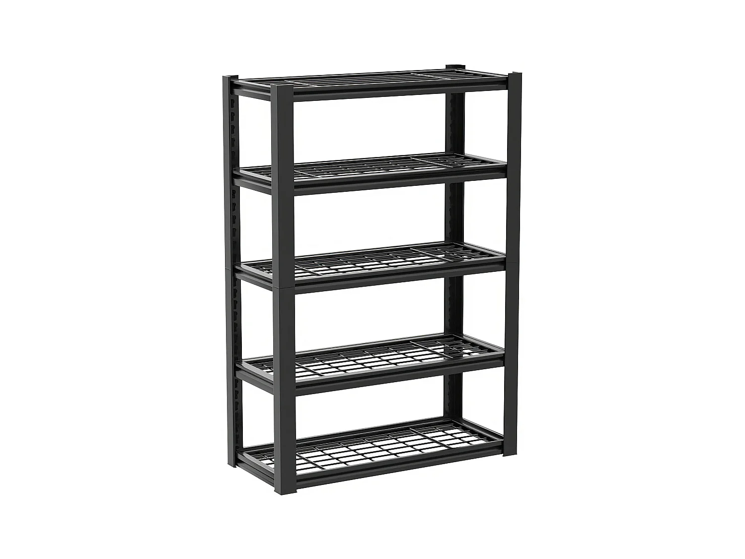 Mesh 185 - Estantería metálica 185x100x40 cm con 5 baldas de rejilla capacidad de carga 1365 kg negro