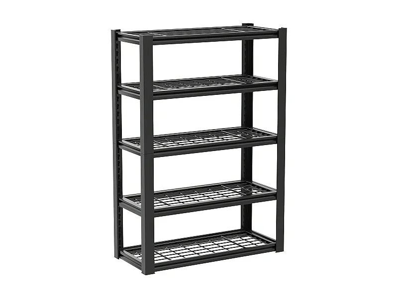 Mesh 185 - Estantería metálica 185x100x40 cm con 5 baldas de rejilla capacidad de carga 1365 kg negro