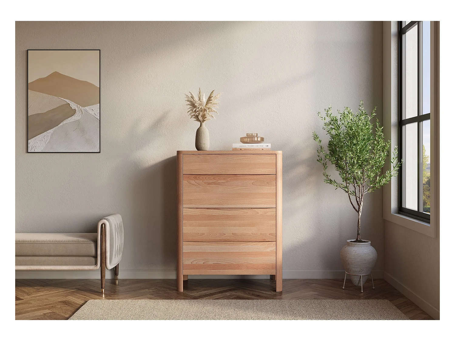 Commode en bois de hêtre Visby MODENA 80 / coloris naturel