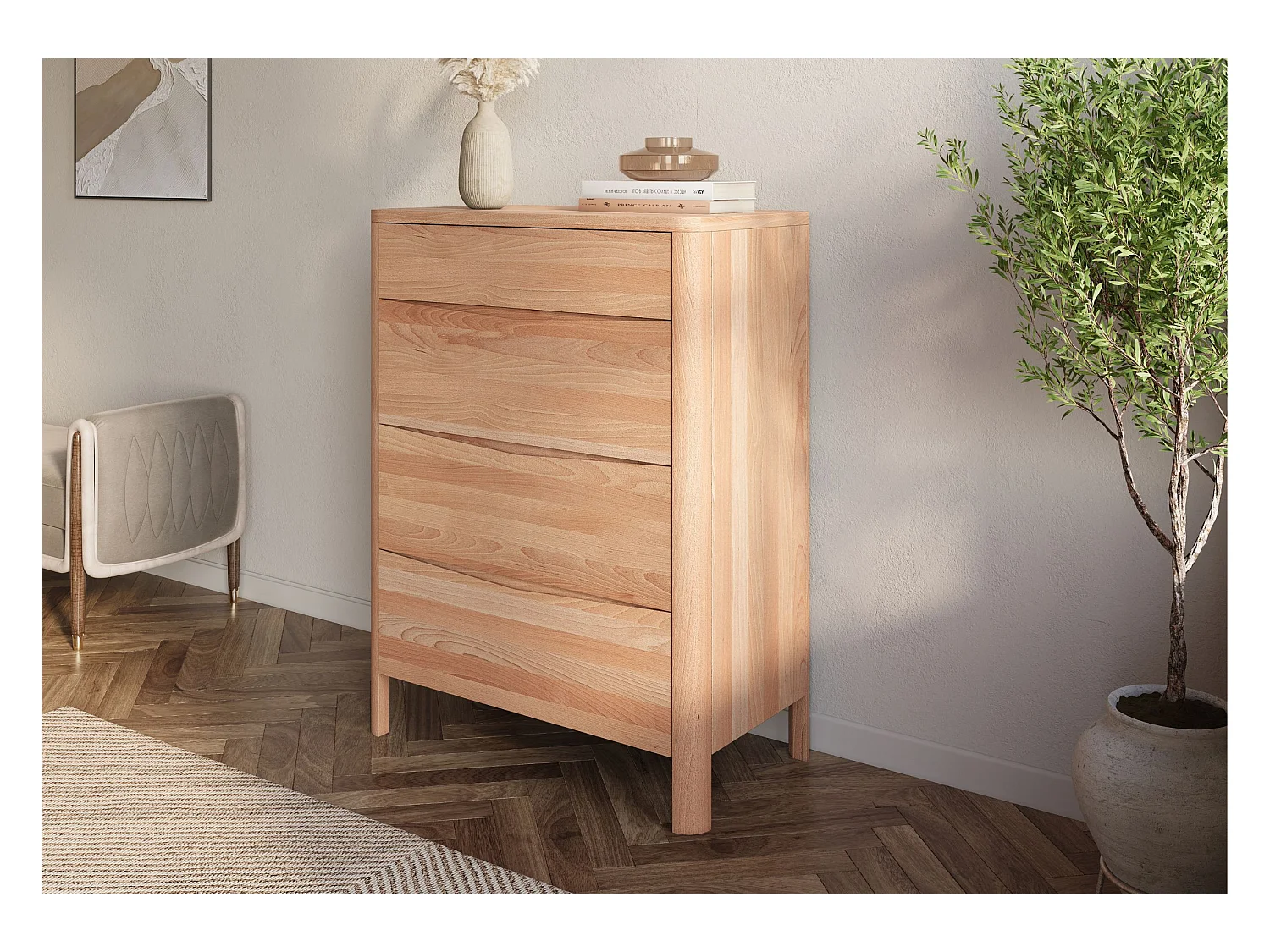 Commode en bois de hêtre Visby MODENA 80 / coloris naturel