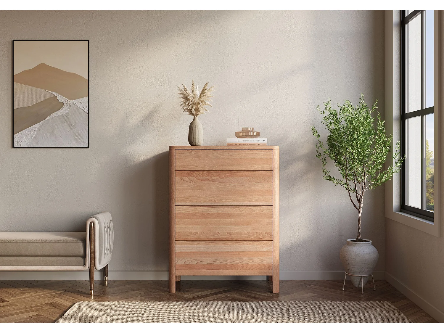 Holzkommode Modena low 80, naturfarben