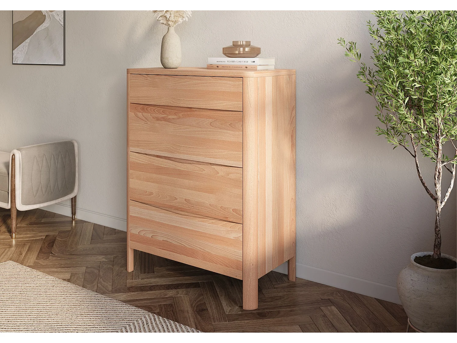 Holzkommode Modena low 80, naturfarben
