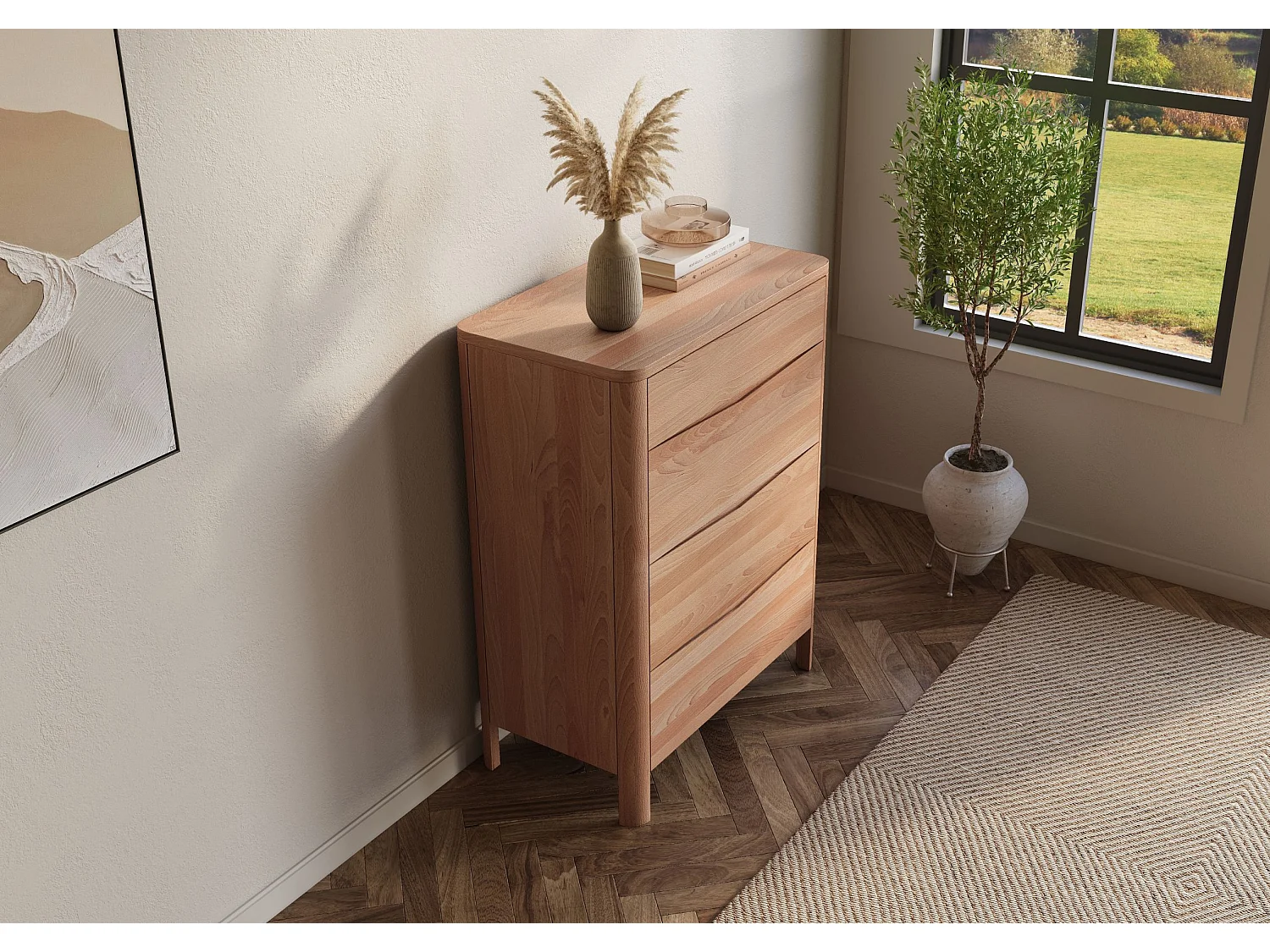 Holzkommode Modena low 80, naturfarben