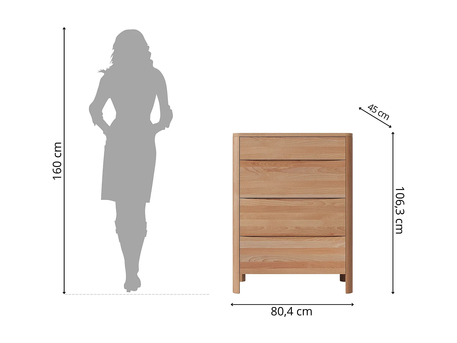 Holzkommode Modena low 80, naturfarben