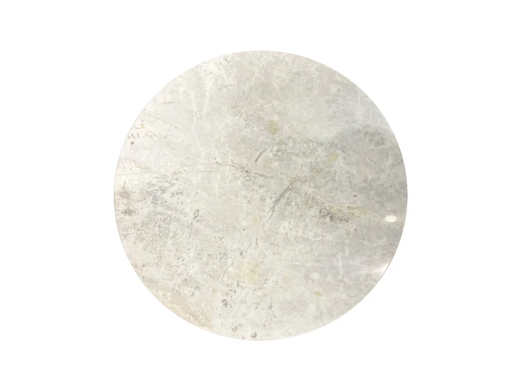 Tables basses gigognes rondes marbre blanc pied métal noir – OXA